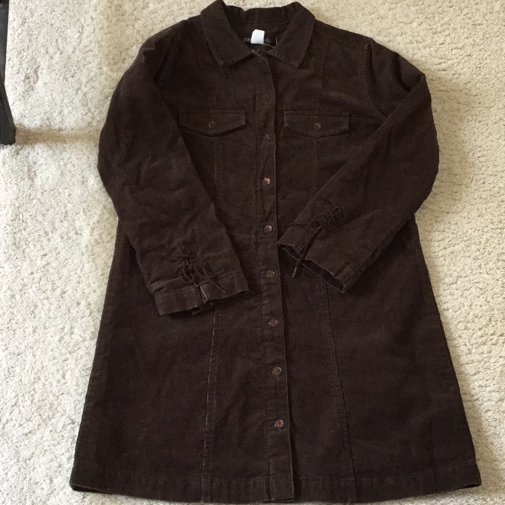 Lili Gaufrette (France) Girls Brown Corduroy Shirt Dress 10y